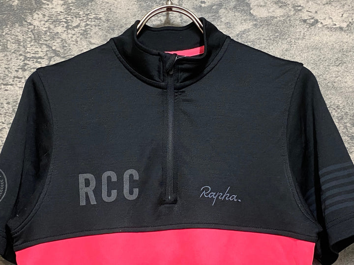 JR936 ラファ Rapha RCC SHORT SLEEVE JERSEY 半袖 サイクルジャージ ハーフジップ 黒 サイズ不明