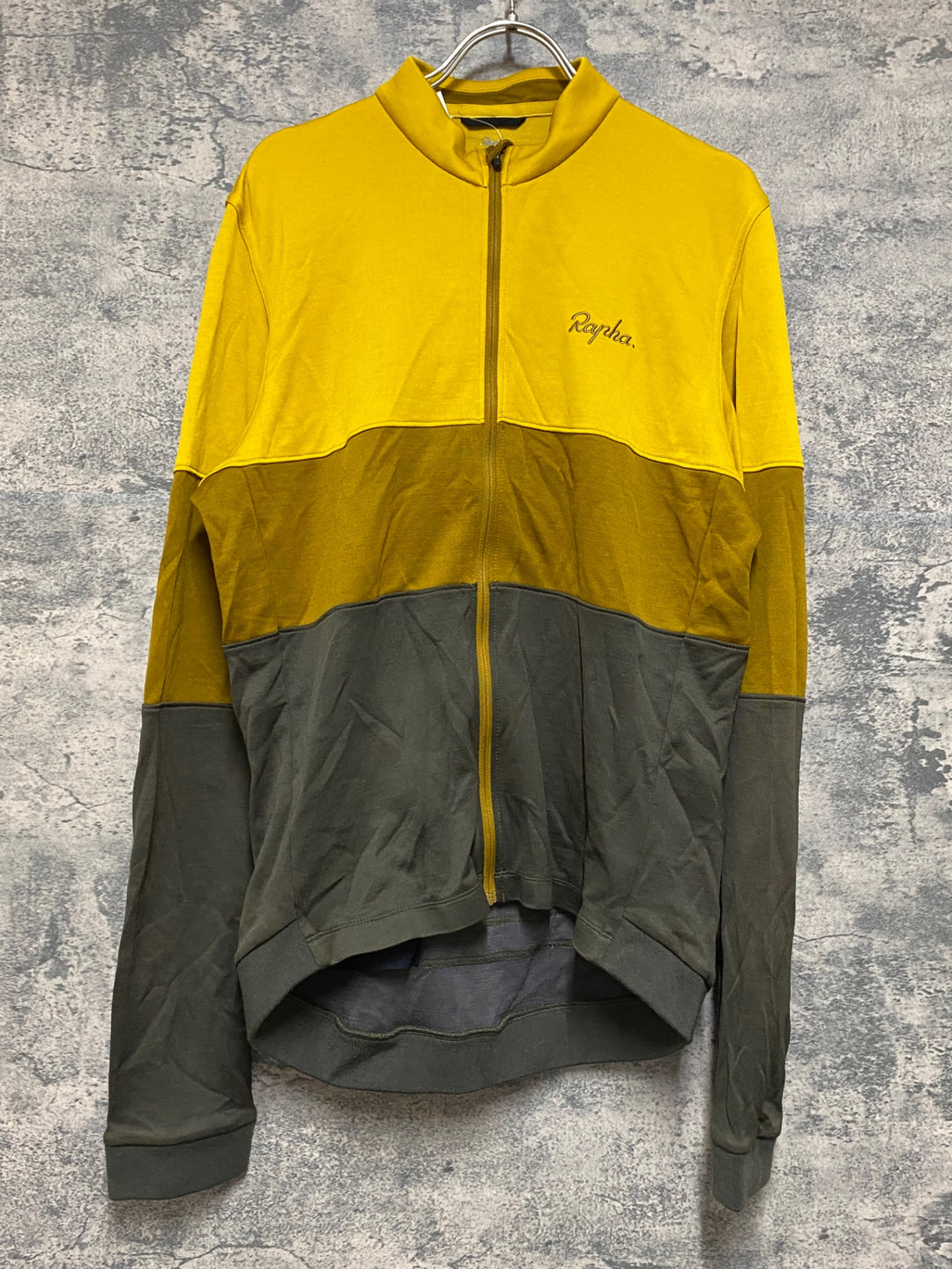 JR985 ラファ Rapha TRICOLOUR LONG SLEEVE JERSEY 長袖 サイクルジャージ 黄 茶 XL