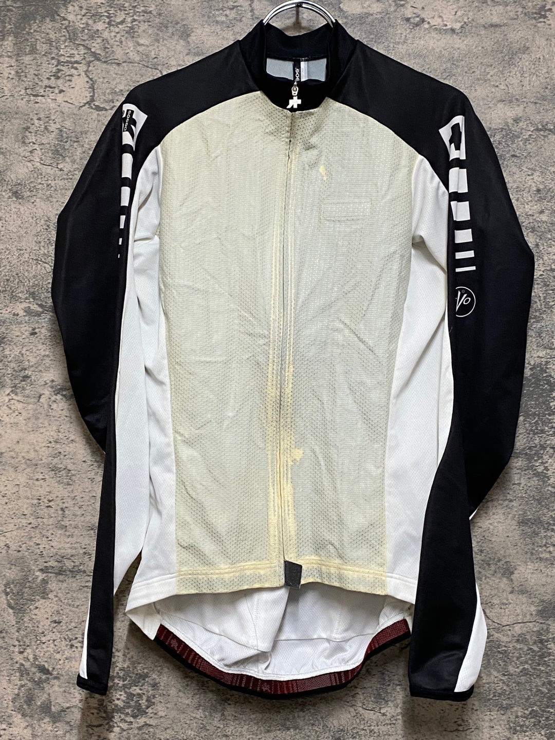 JQ219 アソス assos AIR BLOCK 799 長袖 サイクルジャージ M 赤黒 防風 変色