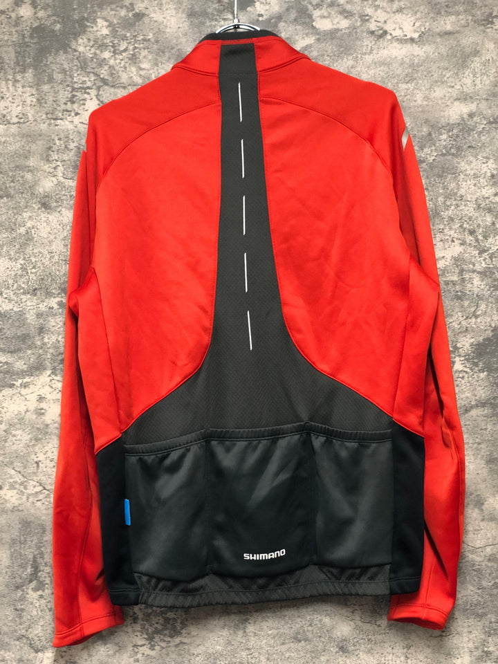 KD662 シマノ SHIMANO 長袖 サイクルジャケット 赤 XL 裏起毛