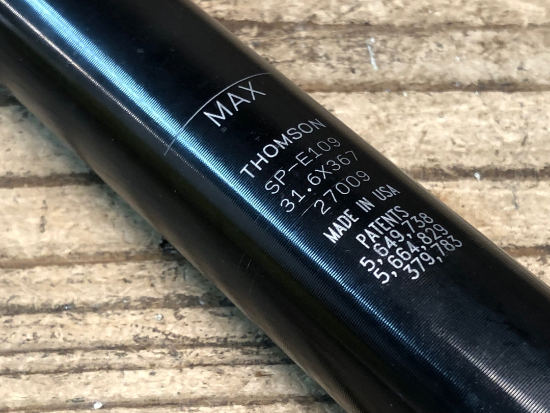 JG166 トムソン THOMSON Elite アルミ シートポスト 黒 Φ31.6 367mm SB0mm
