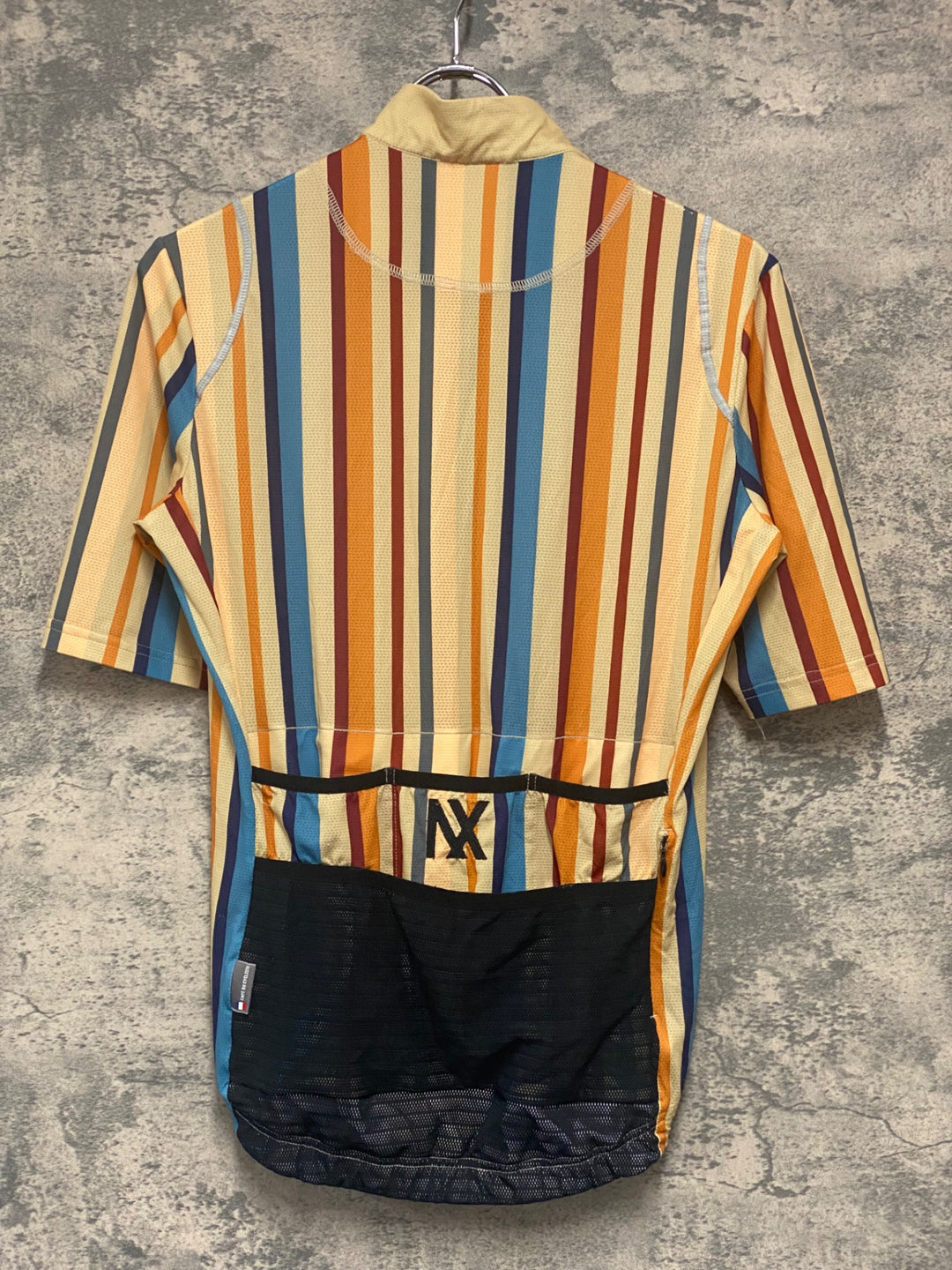 JZ168 カフェドシクリシテ CAFE DU CYCLISTE AUDAX MONA Man 半袖 サイクルジャージ オレンジ ストライプ M ※裾ゴム切れ