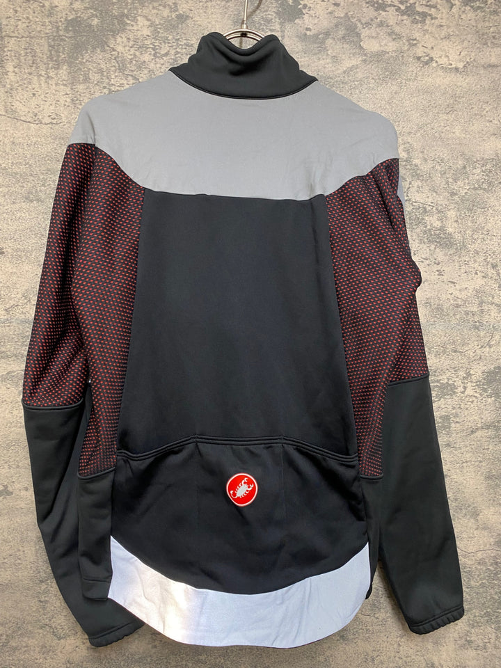 JS027 カステリ CASTELLI ソフトシェル 長袖 サイクルジャケット 黒 リフレクト L 裏起毛