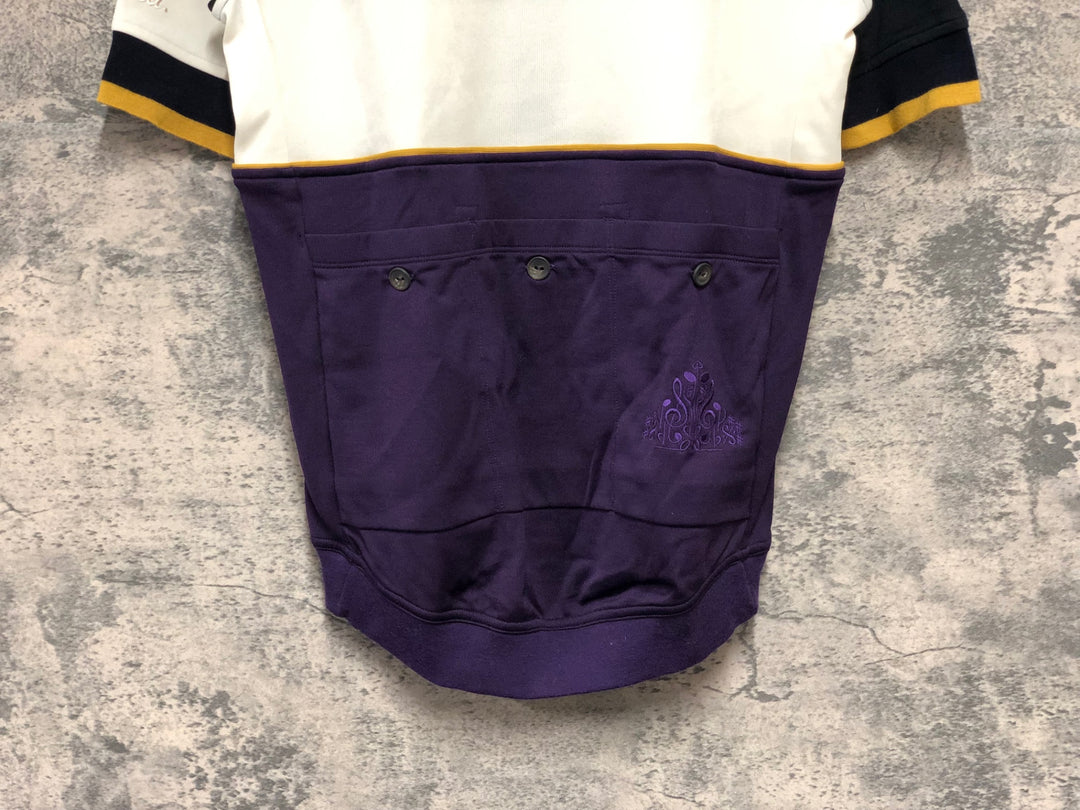 KK163 ラファ RAPHA IMPERIAL WORKS TRICOLOUR JERSEY 半袖 サイクルジャージ 白 黒 紫 S