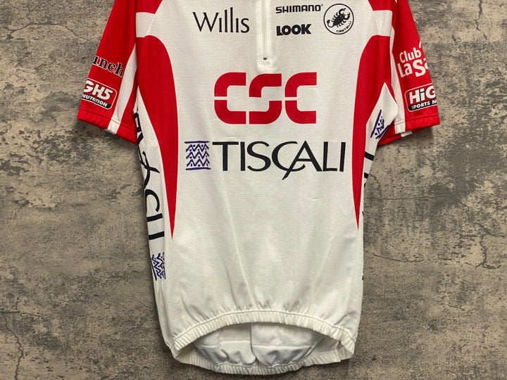 JV555 カステリ CASTELLI 半袖 サイクルジャージ 白 赤 CSC
