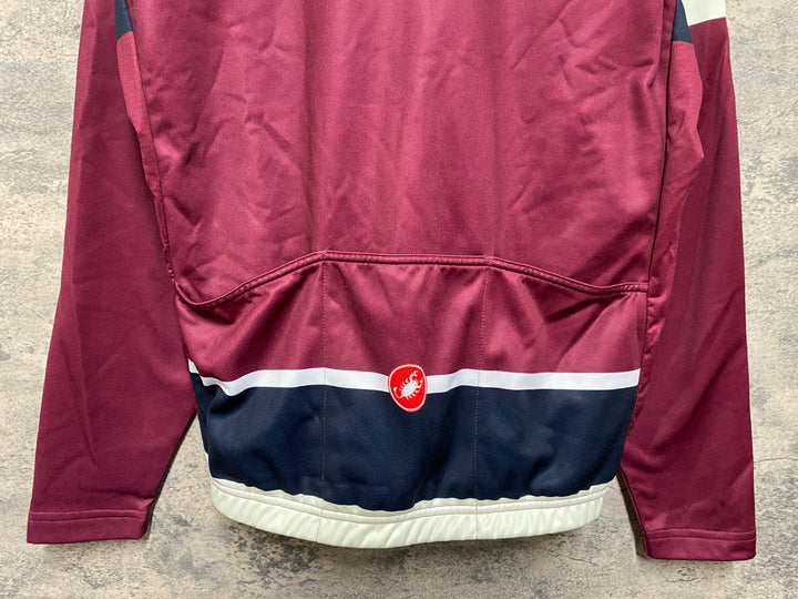 JQ001 カステリ CASTELLI 長袖 サイクルジャージ 赤 XL 裏起毛 ※スレ