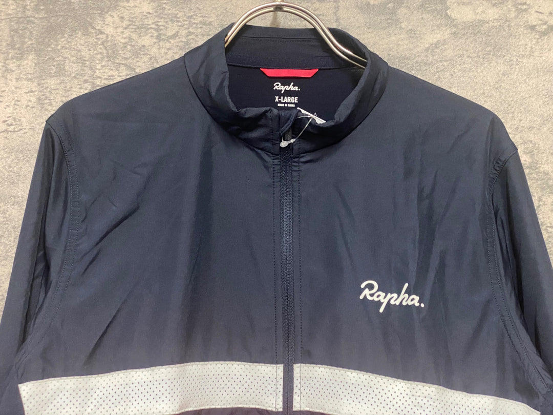 KB638 ラファ Rapha BREVET LONG SLEEVE WINDBLOCK JERSEY 長袖 サイクルジャージ 紺 XL