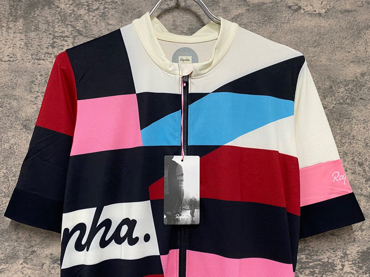 KC670 ラファ Rapha CROSS PRO TEAM TRAINING JERSEY 半袖 サイクルジャージ 白 水 ピンク XL 未使用