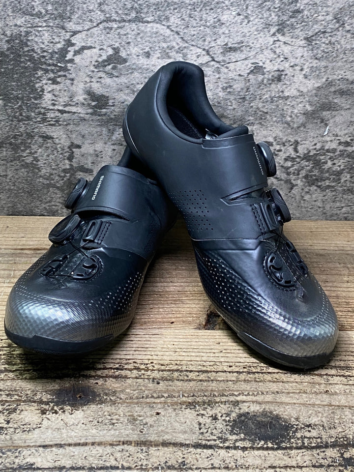 JP136 シマノ SHIMANO PC7 SHRC702M WIDE ビンディングシューズ 3穴 BOA シルバー 黒 EU41