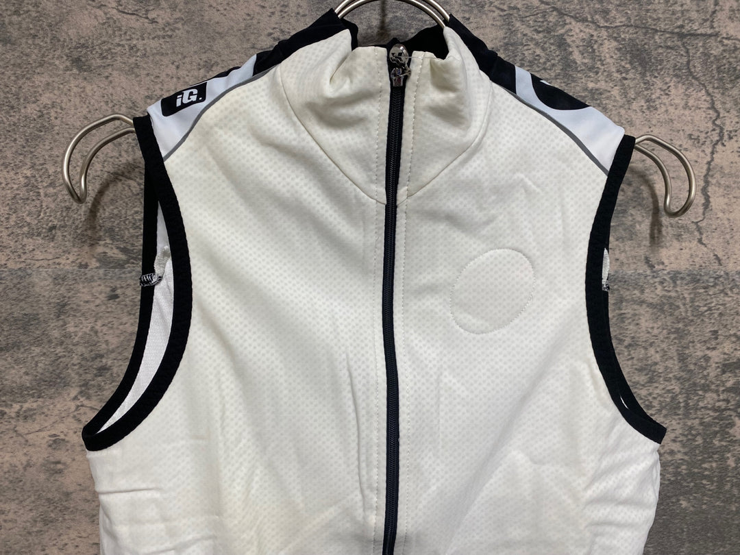 JQ934 アソス ASSOS iG.falken Zahn ジレ サイクルベスト 白 M 裏起毛 ※一部色褪せ
