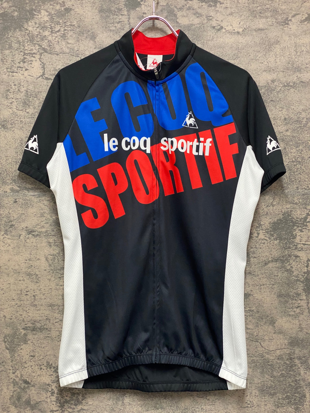 JZ907 ルコックスポルティフ le coq sportif QC-741471 半袖 サイクルジャージ 黒 白 L