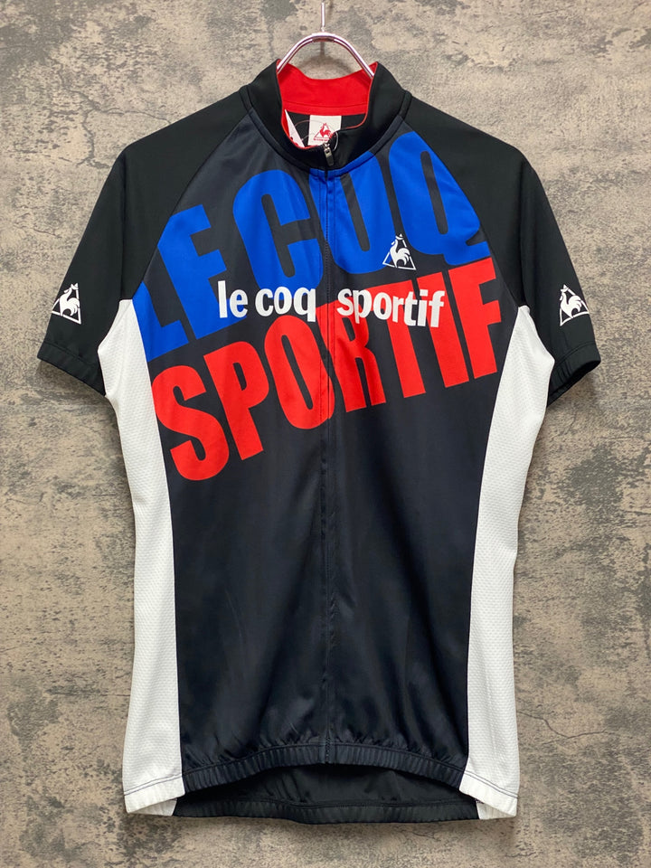 JZ907 ルコックスポルティフ le coq sportif QC-741471 半袖 サイクルジャージ 黒 白 L