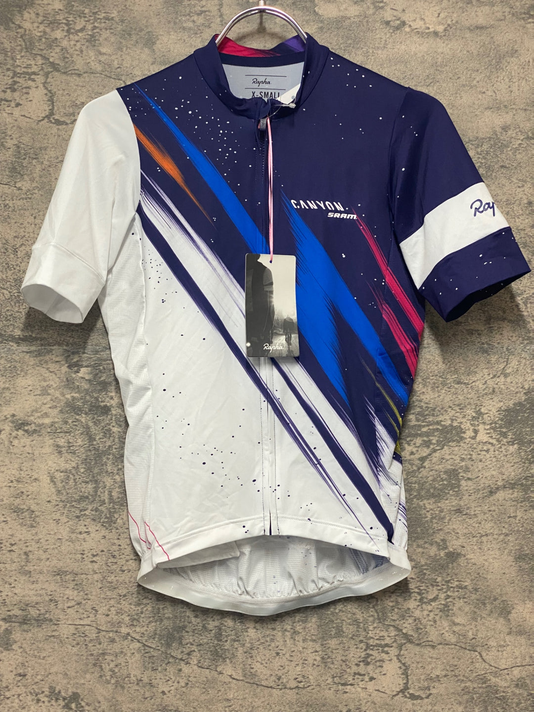 JE223 ラファ Rapha MEN'S CANYON/SRAM TRAINING JERSEY 半袖 サイクルジャージ パープル ホワイト XS