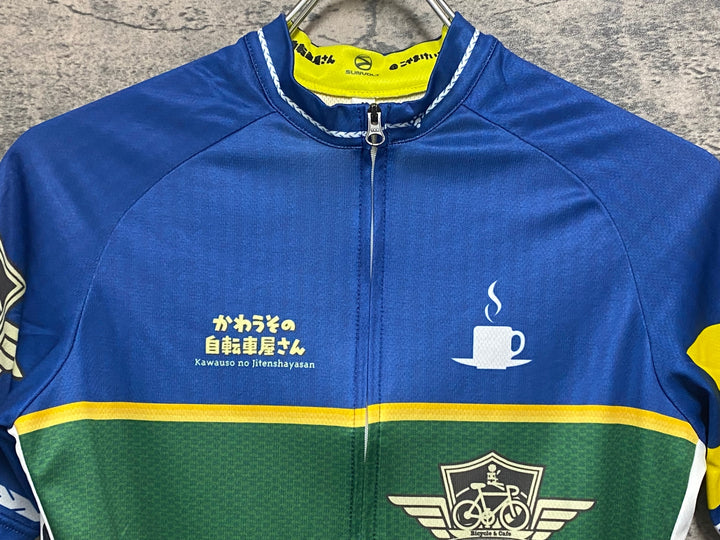 JJ251 サンボルト SUNVOLT 半袖 サイクルジャージ 青 緑 M かわうその自転車屋さん