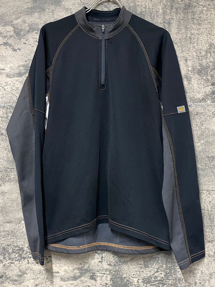 JX224 パールイズミ PEARL iZUMi 長袖 サイクルジャージ 黒グレー L 印字ヒビ割れあり