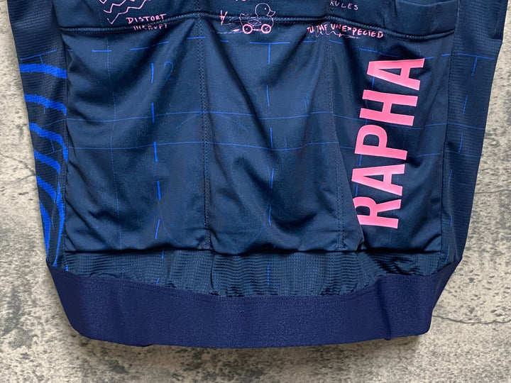 JK662 ラファ Rapha EF PRO TEAM TRAINING JERSEY 半袖 サイクルジャージ ネイビー ピンク M 毛玉あり