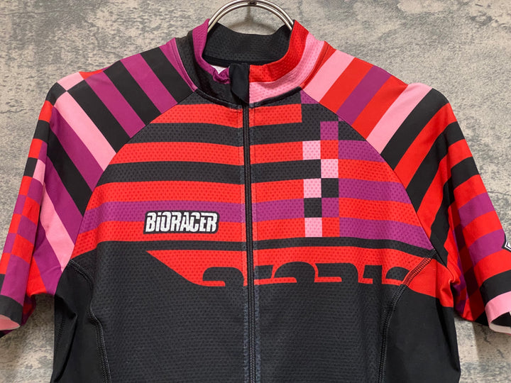 JS091 ビオレーサー BIORACER 半袖 サイクルジャージ 赤 黒 レディース 3/M