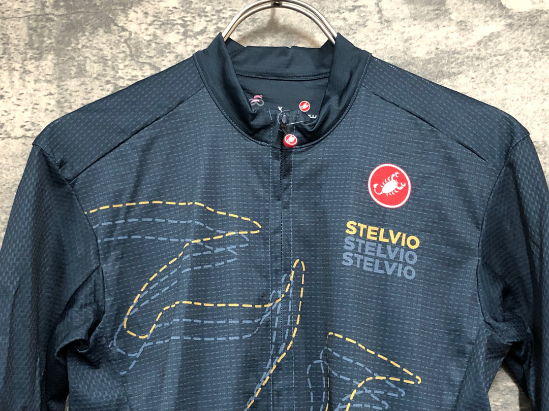 JK240 カステリ CASTELLI STELVIO JERSEY GIRO D ITALIA 半袖 サイクルジャージ 紺 S