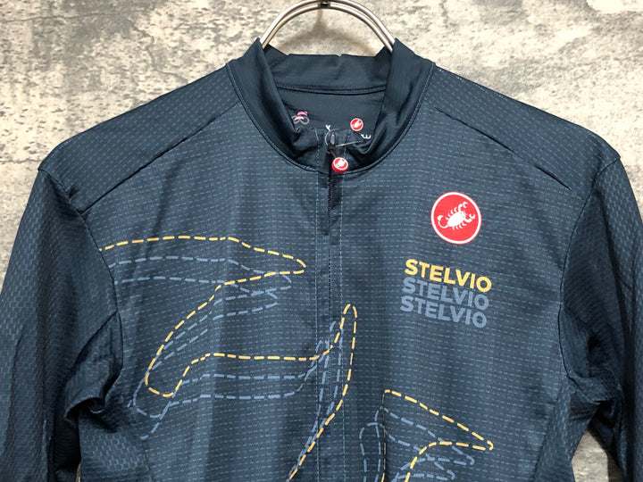 JK240 カステリ CASTELLI STELVIO JERSEY GIRO D ITALIA 半袖 サイクルジャージ 紺 S