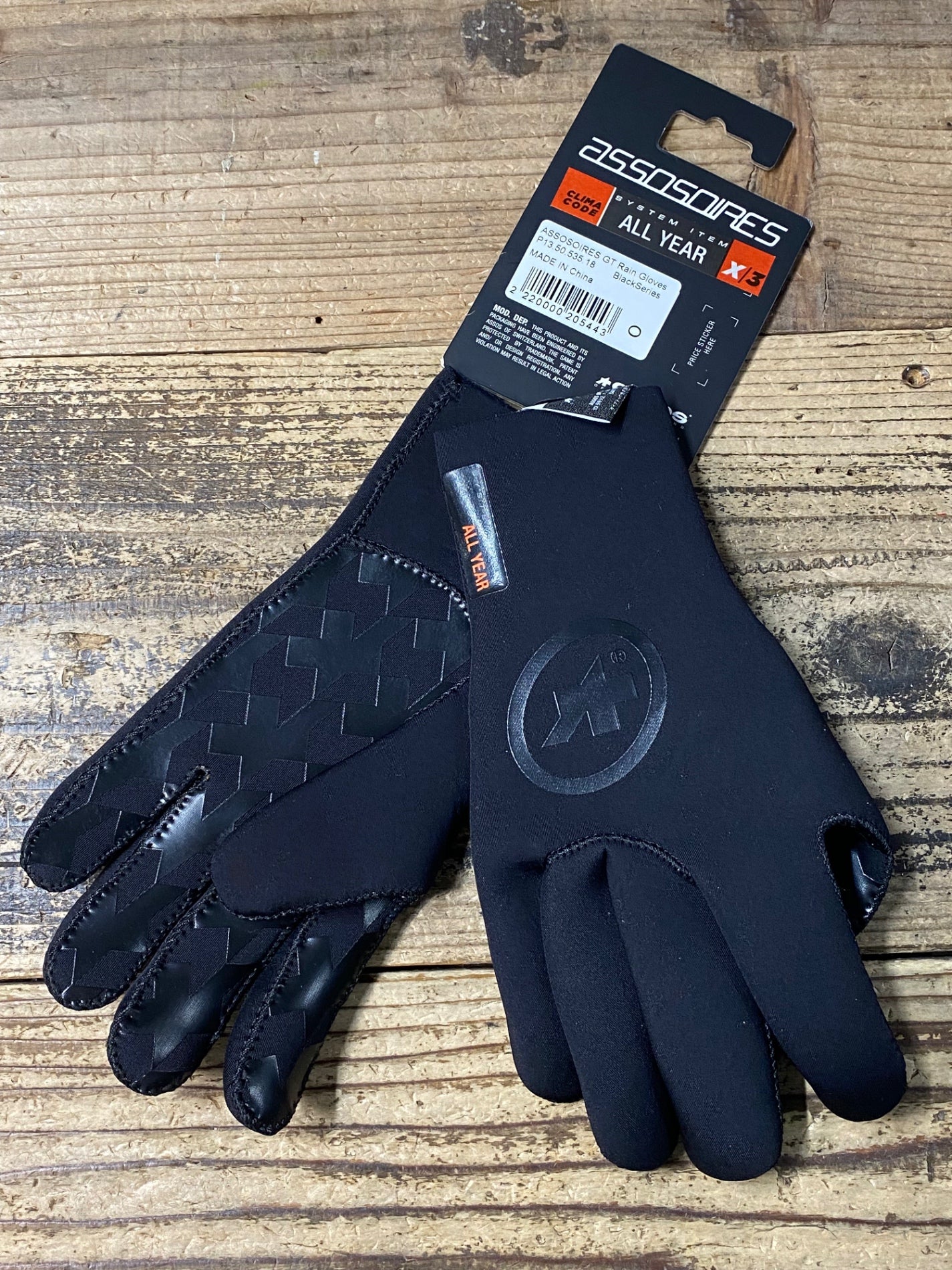 JN730 アソス assos ASSOSOIRES GT Rain Gloves 長指 グローブ 黒 O