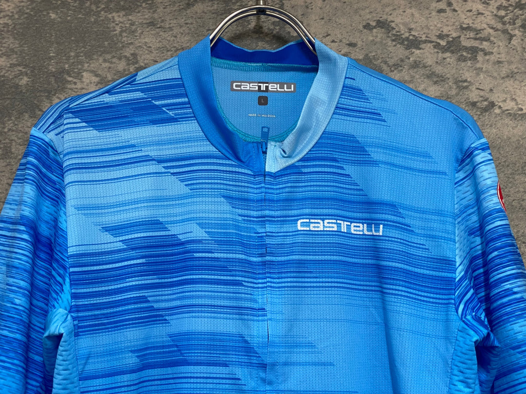 KG667 カステリ CASTELLI 半袖 サイクルジャージ 青 L