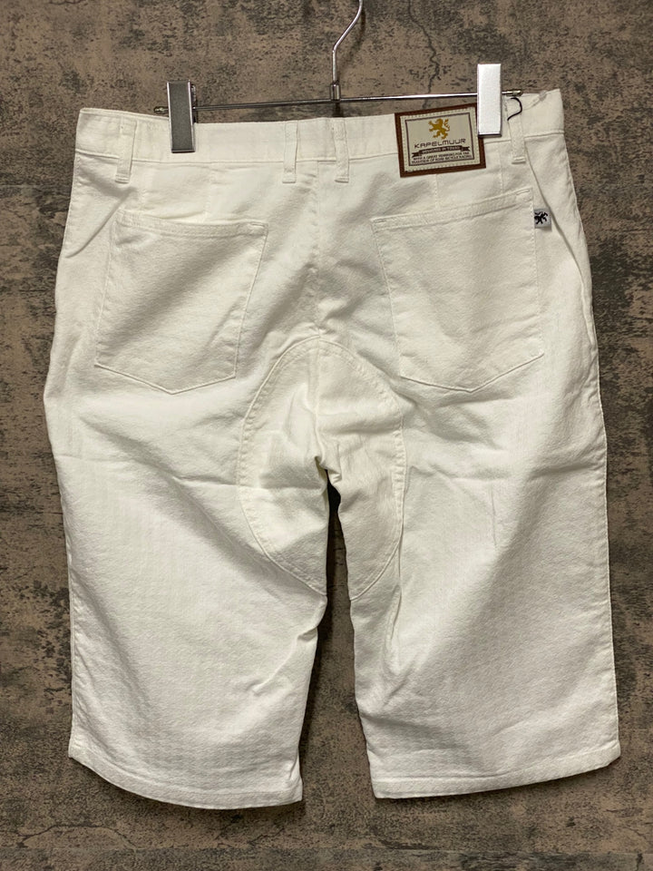 JO912 カペルミュール KAPELMUUR 児島 デニム ハーフパンツ ジャガード千鳥 ホワイト L