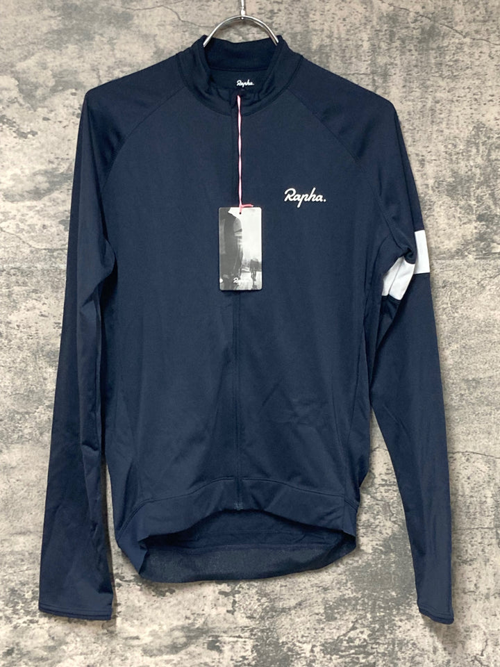 JV722 ラファ Rapha LONG SLEEVE CORE JERSEY 長袖 サイクルジャージ 裏起毛 紺 M