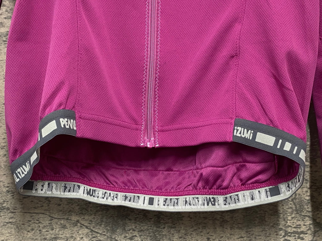 KD219 パールイズミ PEARL iZUMi UVロングスリーブジャージ 半袖/長袖 着脱式 サイクルジャージ M 赤紫 一部生地傷み