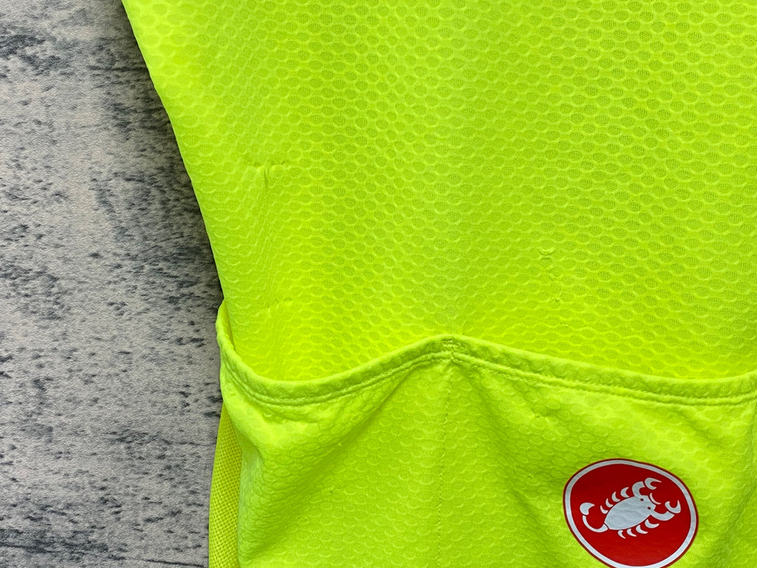 KB215 カステリ CASTELLI 半袖 サイクルジャージ 黄 XL ※ほつれ