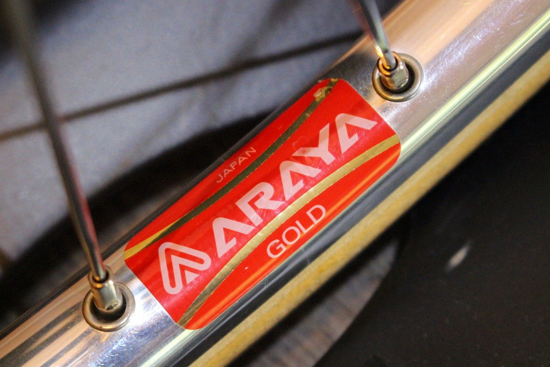 アラヤ ARAYA ゴールド GOLD リム / シマノ SHIMANO デュラエース DURA-ACE HB-7600 ハブ アルミ チューブラー ピスト ホイールセット 【名古屋店】