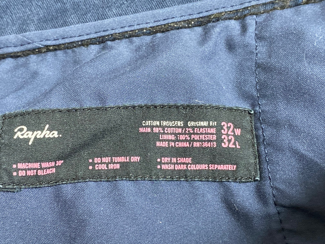 KI175 ラファ Rapha COTTON TROUSERS ORIGINAL FIT ロングパンツ ネイビー 32W 32L