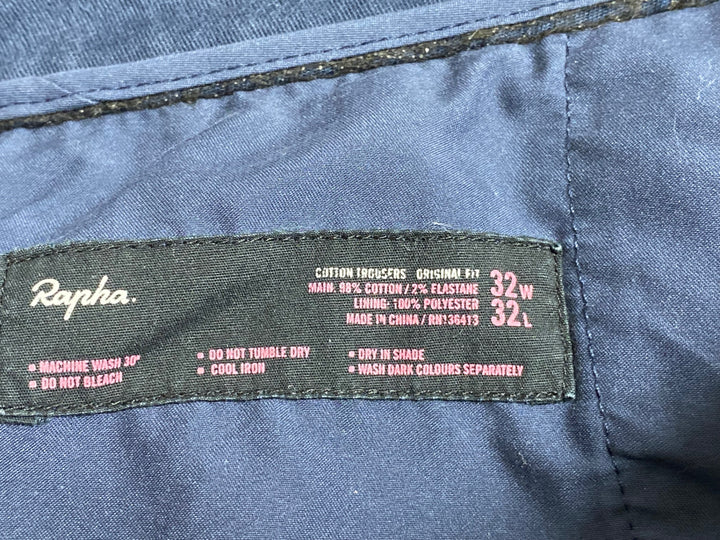 KI175 ラファ Rapha COTTON TROUSERS ORIGINAL FIT ロングパンツ ネイビー 32W 32L