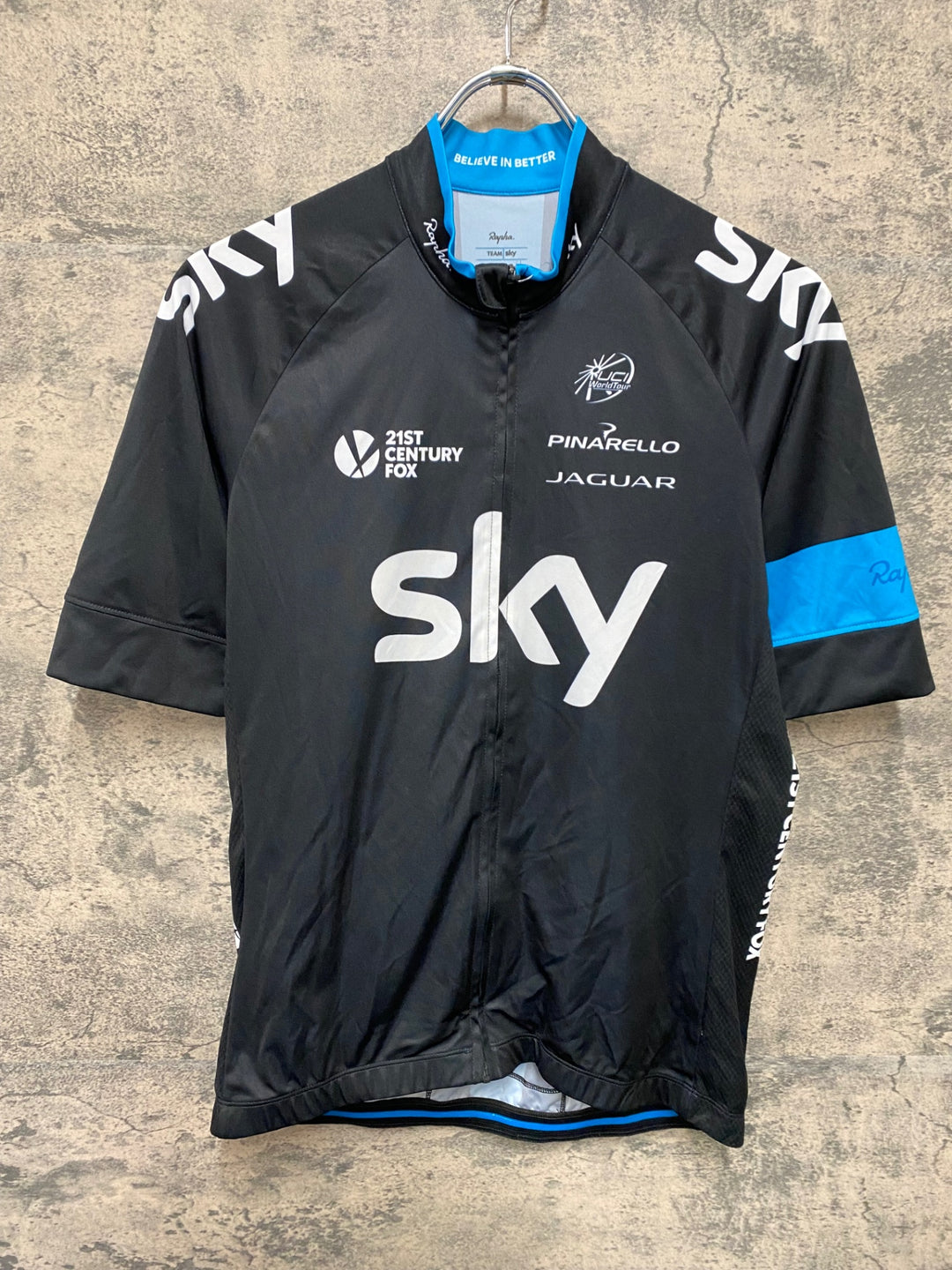 KA060 ラファ Rapha MEN’S REPLICA JERSEY 半袖 サイクルジャージ 黒 水 L レプリカ TEAMsky