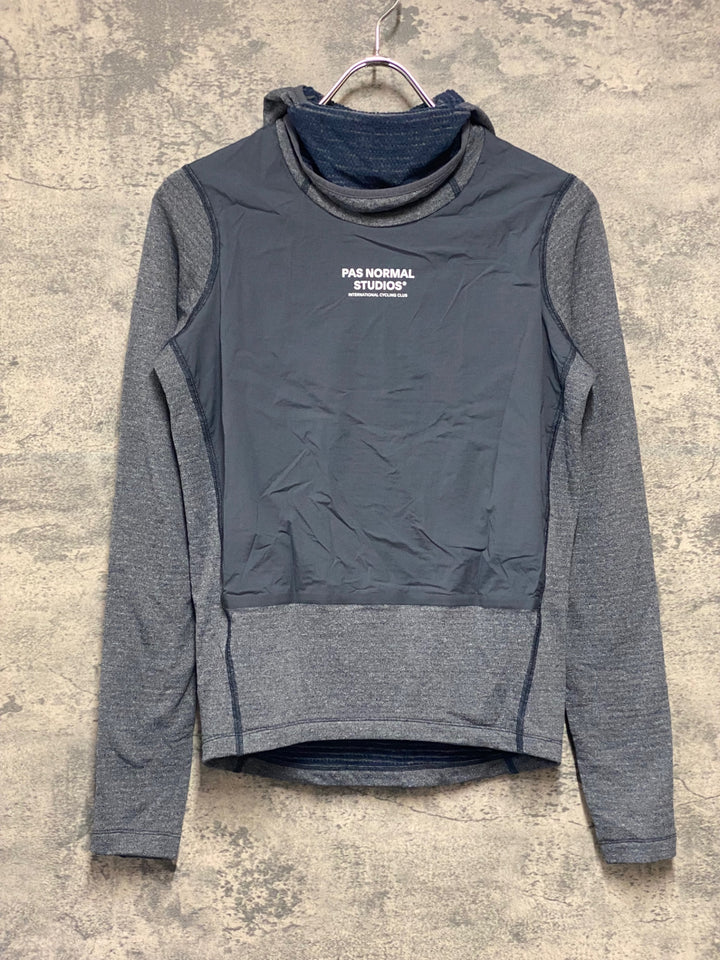 KM721 パスノーマルスタジオ PAS NORMAL STUDIOS LONG SLEEVE WINDPROOF BASE LAYER 長袖 ベースレイヤー 紺 S POLARTEC
