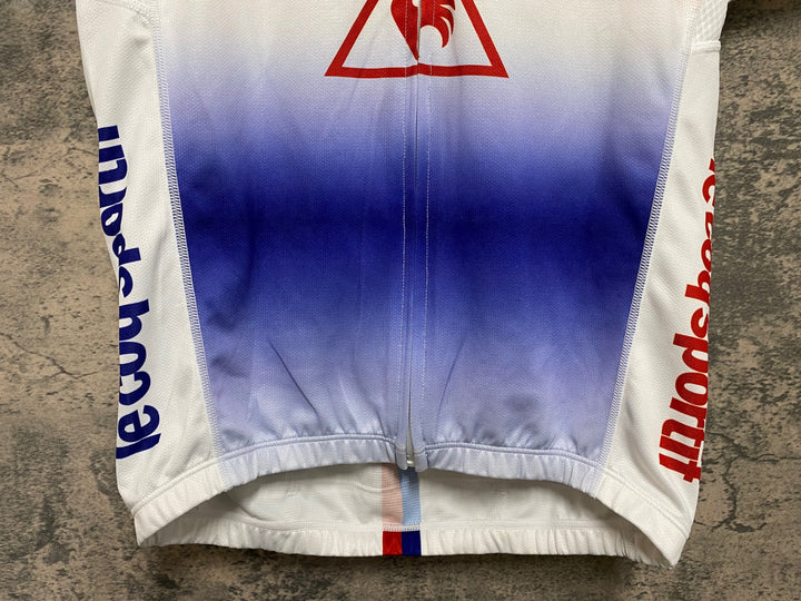 JN191 ルコックスポルティフ le coq sportif 半袖 サイクルジャージ 白 赤 青 L ※ほつれ