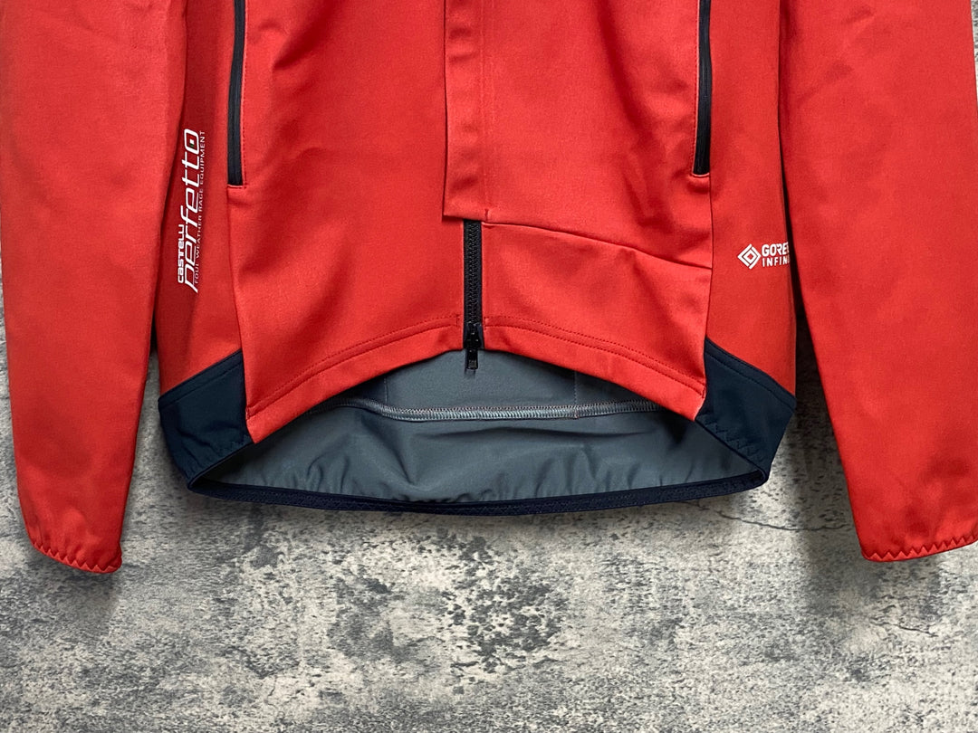JJ386 カステリ CASTELLI ロッソコルサ ROSSO CORSA perfetto 長袖 サイクルジャケット 赤 黒 M 裏起毛 GORE-TEX INFINIUM