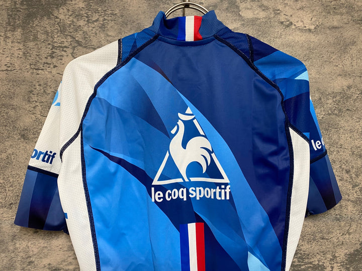 JP447 ルコックスポルティフ LE COQ SPORTIF 半袖 メッシュ サイクルジャージ 青 白 M