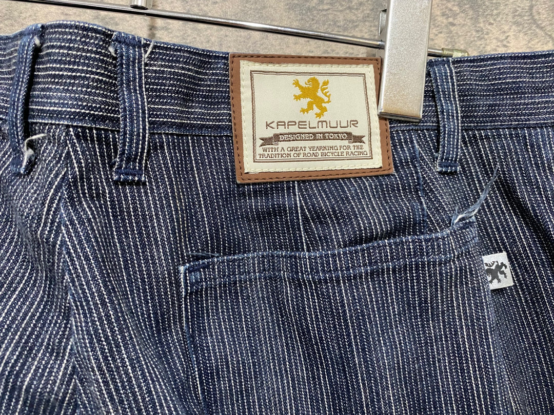 JM256 カペルミュール KAPELMUUR ショート サイクルパンツ 青 L 児島デニム ※ダメージ