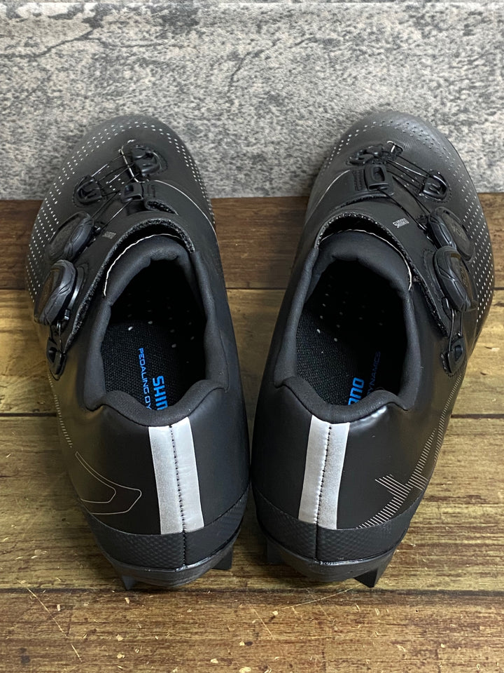 KD341 シマノ SHIMANO XC7 WIDE SHXC702M L01 E ビンディングシューズ BOA 2穴 黒 シルバー EU42
