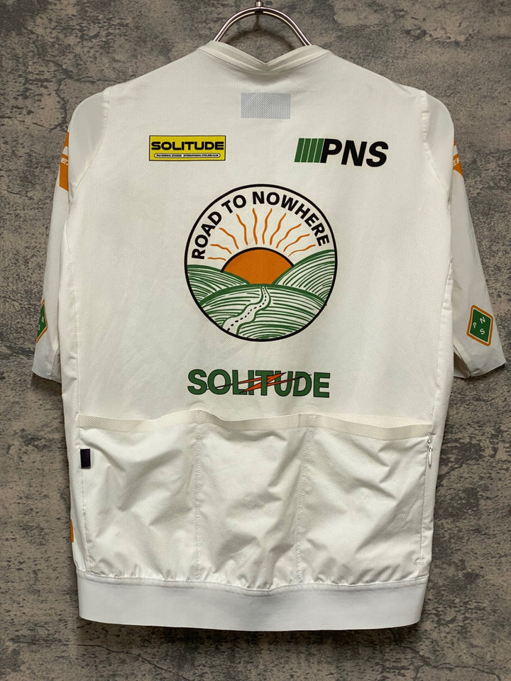 KF517 パスノーマルスタジオ PAS NORMAL STUDIOS Men's Solitude Logo Jersey 半袖 サイクルジャージ 白 M