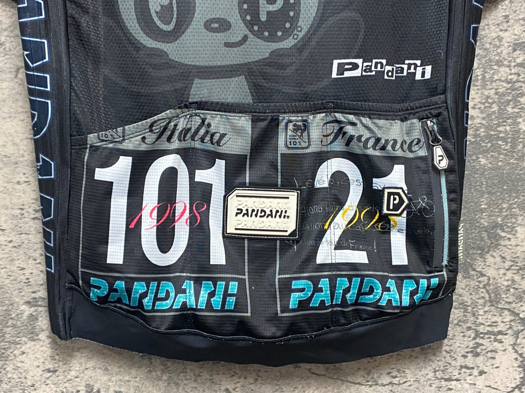 KB814 パンダーニ PANDANI 半袖 サイクルジャージ 黒 M エアロスリーブ ほつれあり
