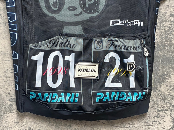 KB814 パンダーニ PANDANI 半袖 サイクルジャージ 黒 M エアロスリーブ ほつれあり