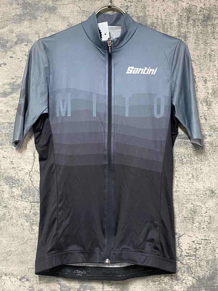 KK027 サンティーニ Santini 半袖 サイクルジャージ グレー 黒 S