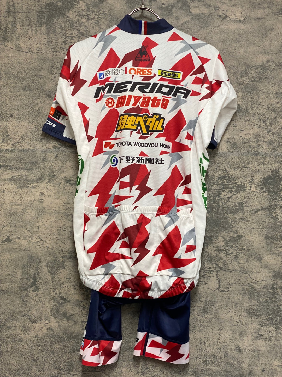 KF996 ルコック le coq sportif 半袖 サイクルジャージ ビブショーツ 赤 白 紺 M 宇都宮ブリッツエン 弱虫ペダル 上下セット