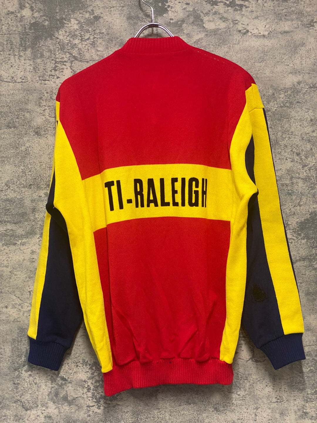 JY840 長袖 サイクルジャージ ウール 赤黄 4 TI-RALEIGH ※左袖補修痕あり