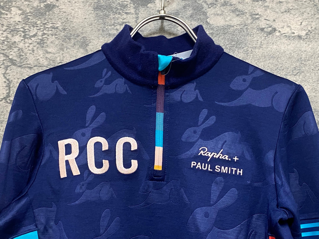 KF571 ラファ Rapha RCC + PAUL SMITH CLASSIC LONG SLEEVE JERSEY 長袖 サイクルジャージ 青 XS ほつれあり