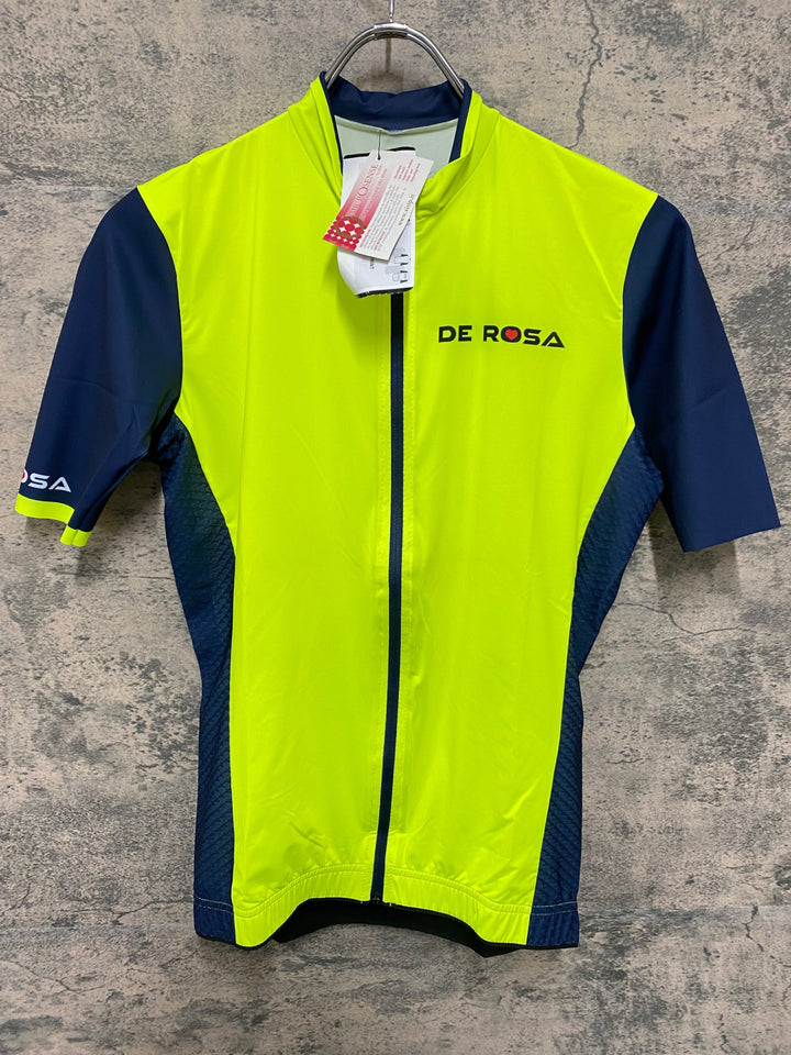 JY864 サンティーニ Santini DE ROSA 半袖 サイクルジャージ ネイビー 黃 M
