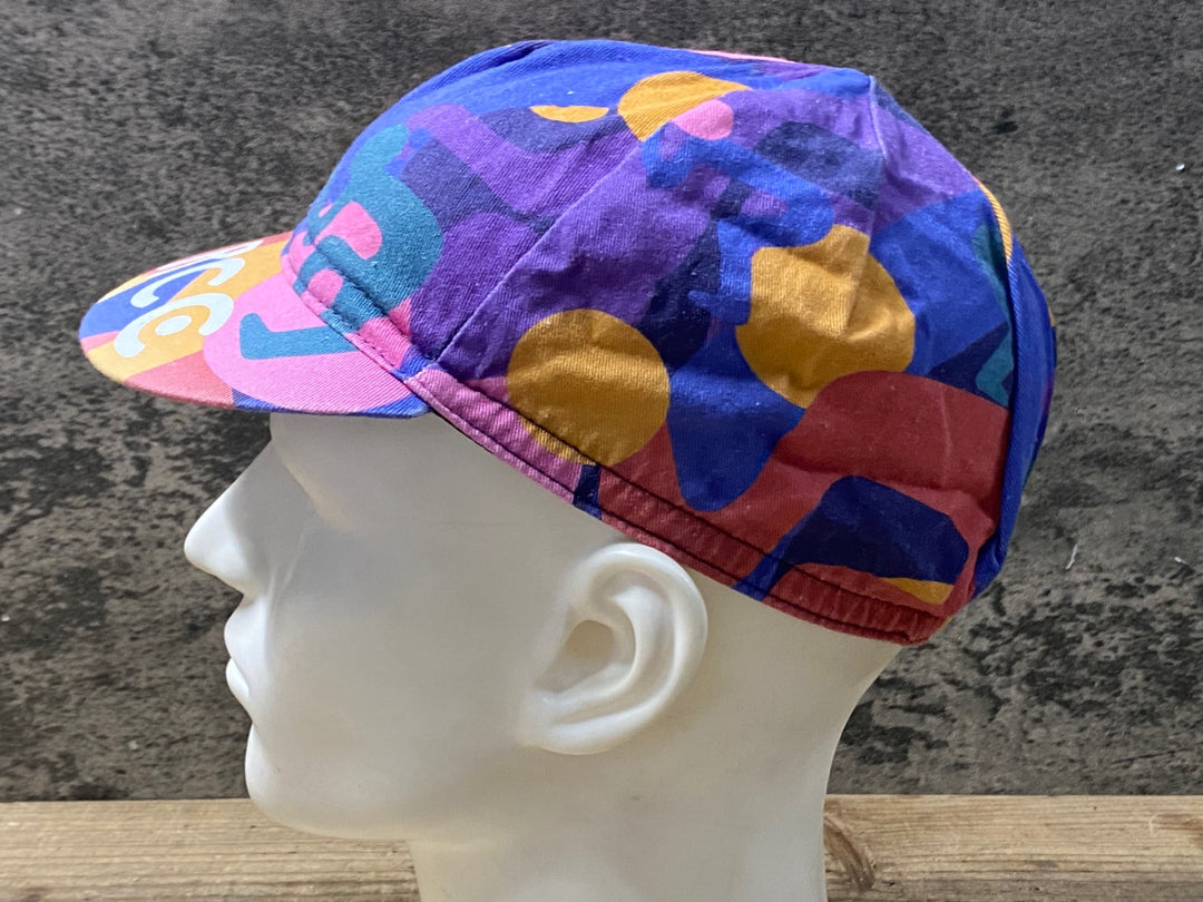 KH622 ラファ Rapha GEOFF MCFETRIDGE X RCC CAP サイクルキャップ ピンク 紺 総柄 ONE SIZE