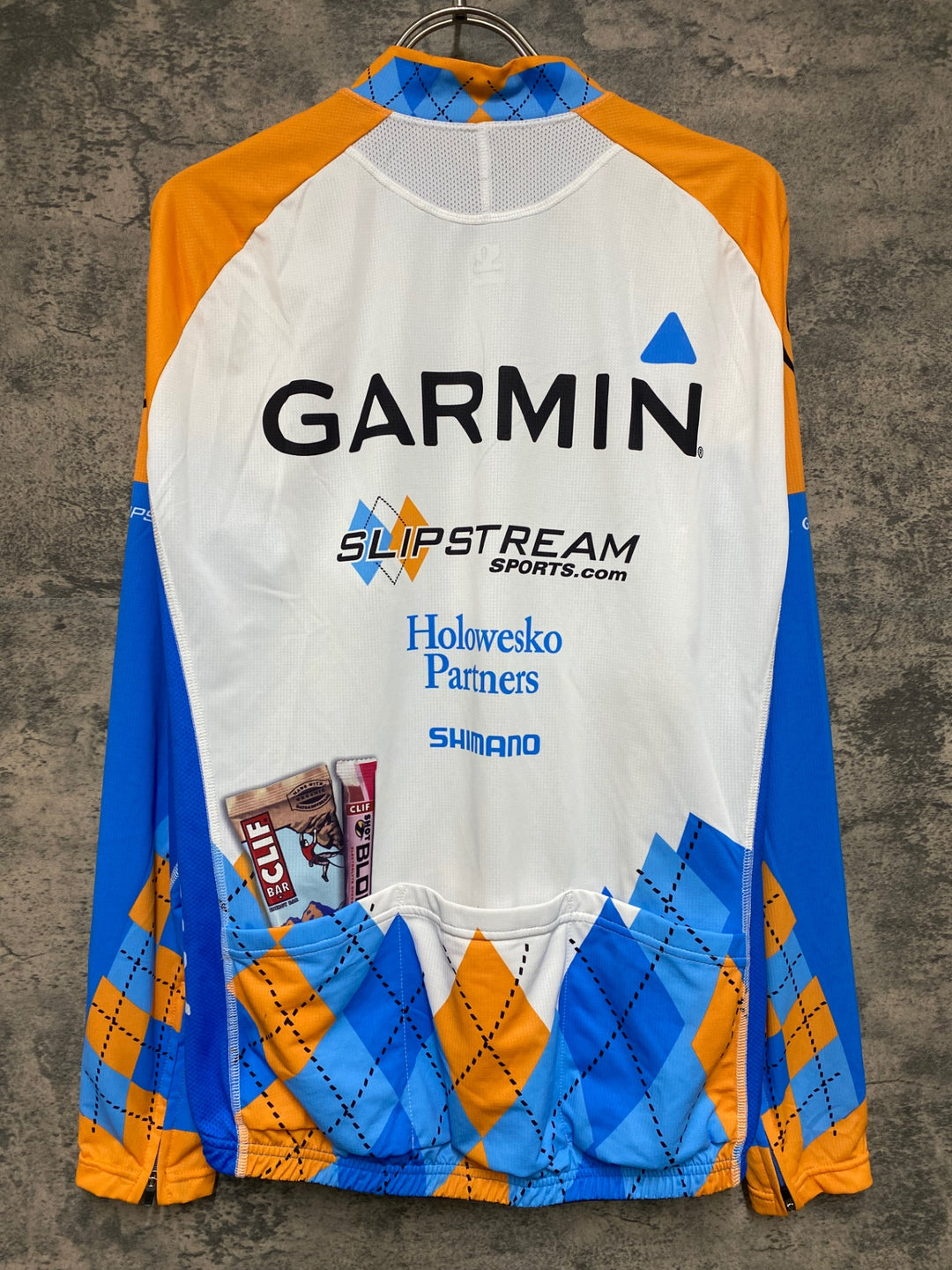 JN209 パールイズミ PEARL iZUMi GARMIN SLIPSTREAM 長袖 サイクルジャージ 白 オレンジ 水色 L