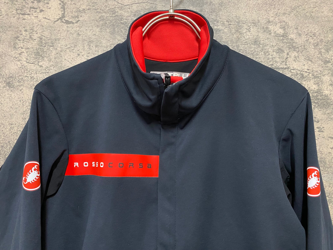 KG028 カステリ CASTELLI ROSSO CORSA 長袖 サイクルジャケット 黒 M Polartec rain or shine